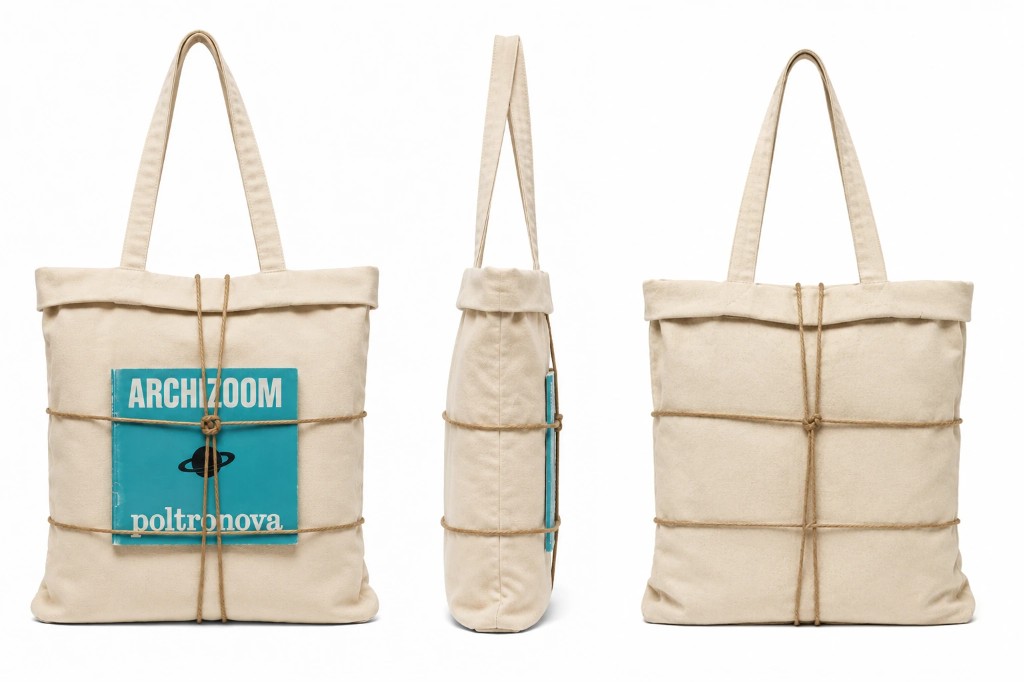 PCBB canvas tote wrapped in waxed cord, front, side, and back — Philip Cronerud